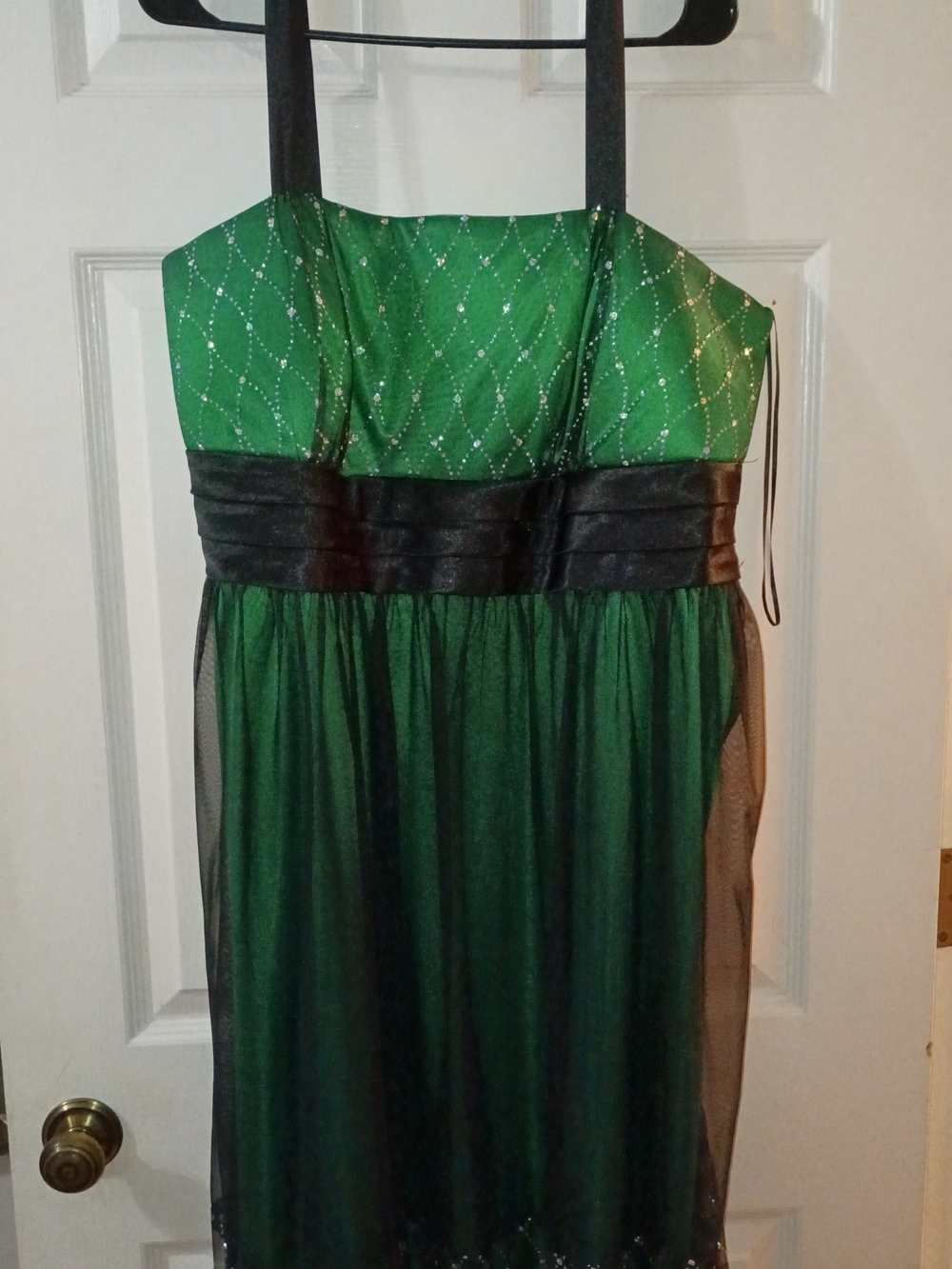 R&M Richards Green and Black Sleeveless Party Dress